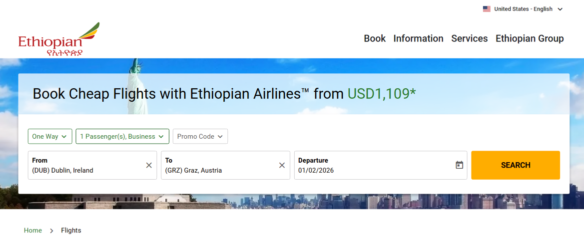 Business Class on Ethiopian Airlines