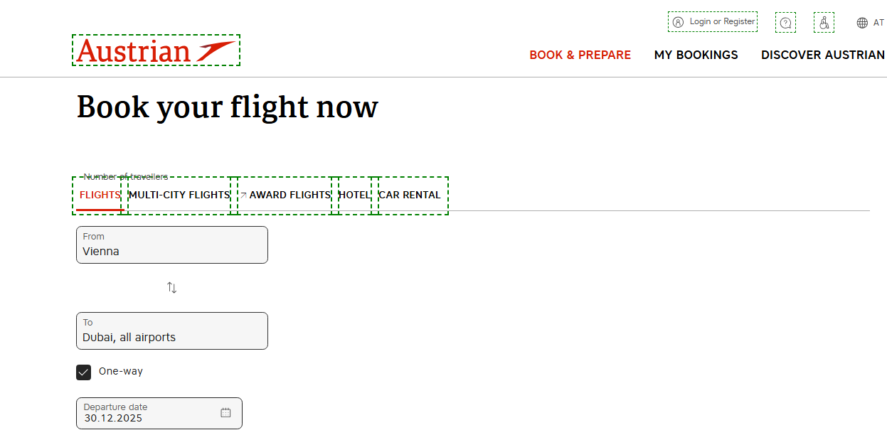 Austrian Airlines domestic Business Class