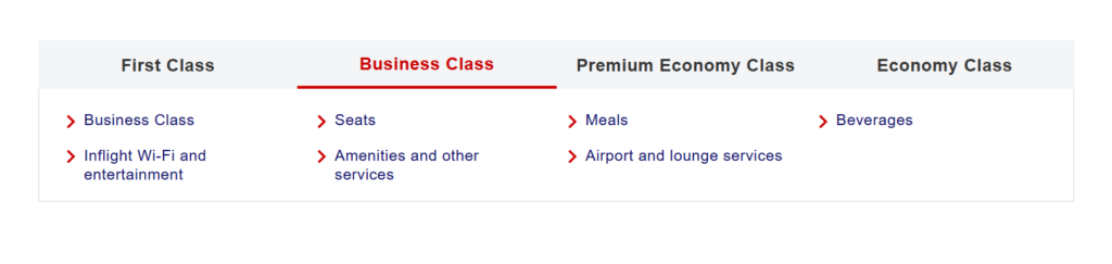 Japan Airlines Business Class suites